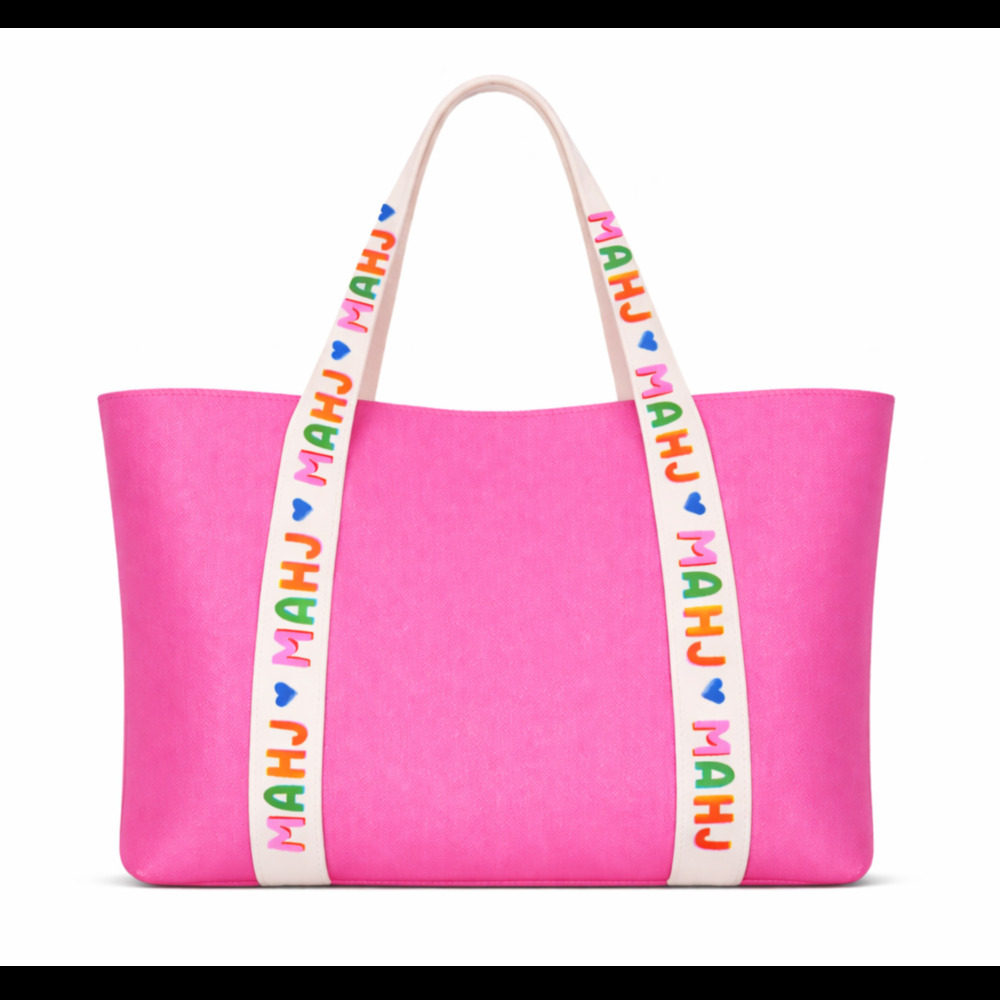 Mahjong Tile Tote Bag β Pink Saffiano Leatherette
